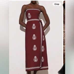 Embroidered Maroon Maxi Skirt